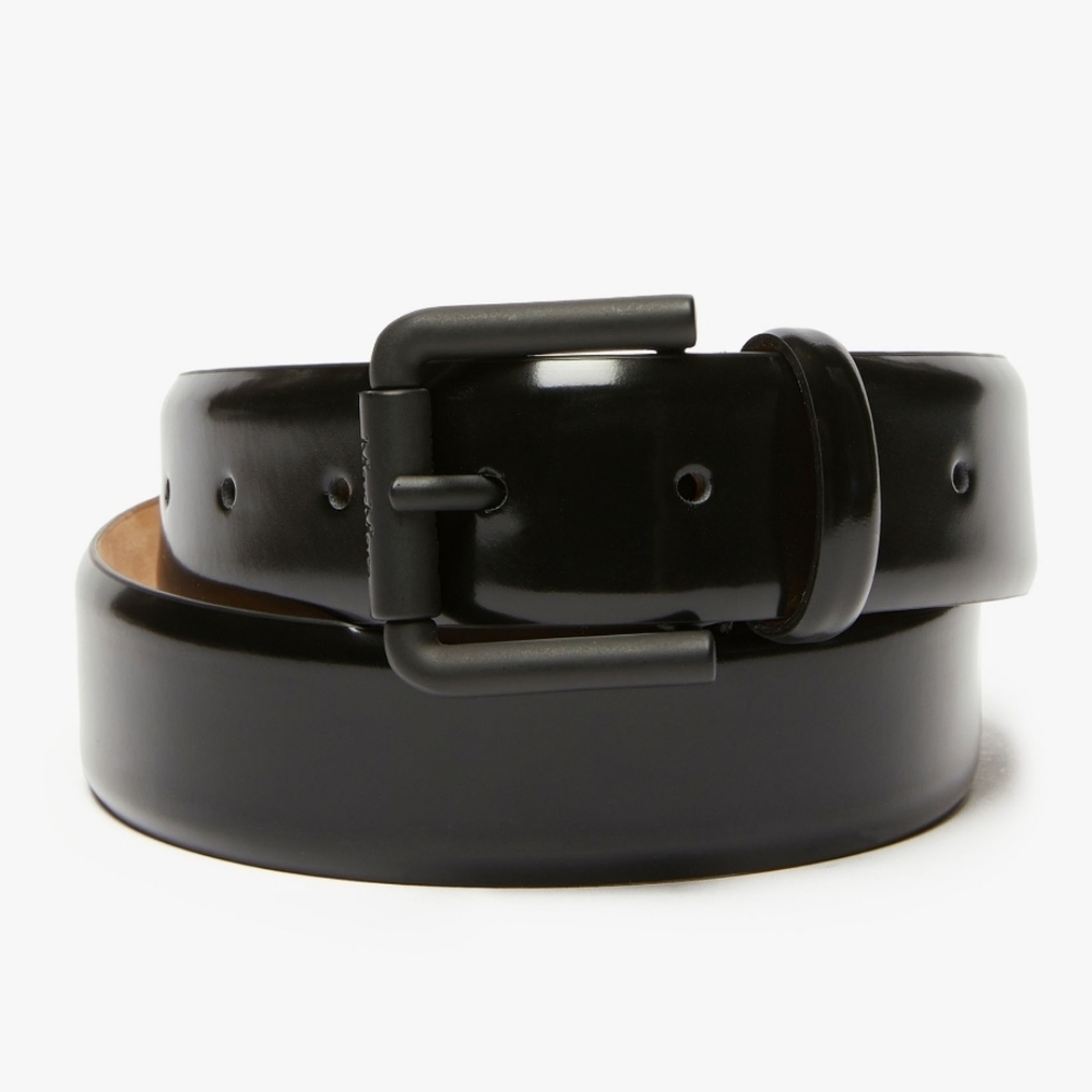 NWT$290 MaxMara RollerBuckle Elegant Black Leather Belt Sz M 90 (6-8)